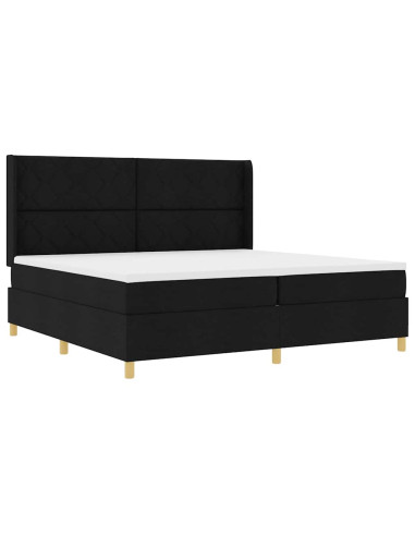 Letto a molle con materasso Nero 200 x 200 cm Tessuto