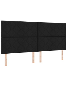 Letto a Sorgente LED con materasso Nero 200 x 200 cm Tessuto 2