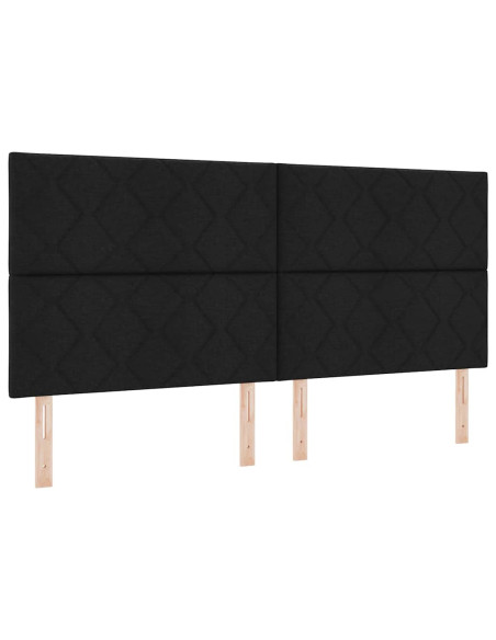 Letto a Sorgente LED con materasso Nero 200 x 200 cm Tessuto