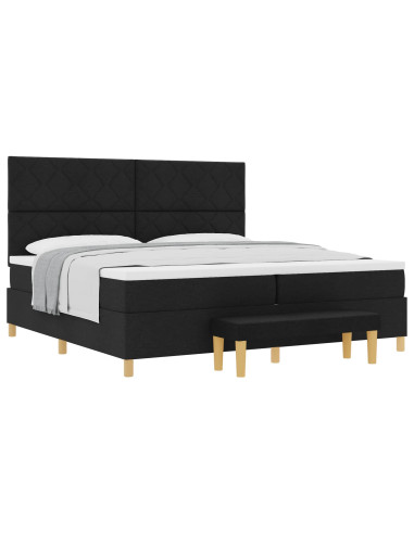 Letto a molle con materasso Nero 200 x 200 cm Tessuto