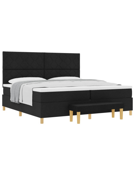 Letto a molle con materasso Nero 200 x 200 cm Tessuto
