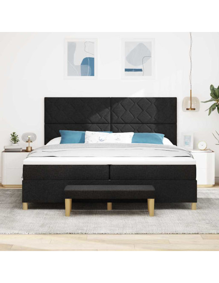 Letto a molle con materasso Nero 200 x 200 cm Tessuto