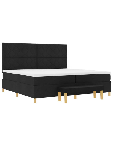 Letto a molle con materasso Nero 200 x 200 cm Tessuto