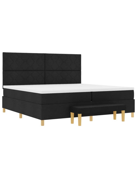 Letto a molle con materasso Nero 200 x 200 cm Tessuto