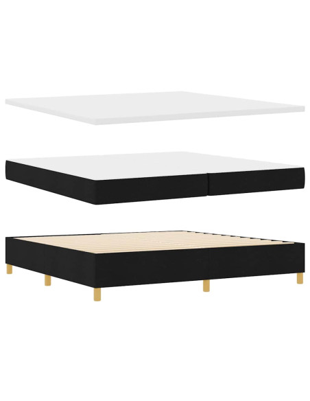 Letto a molle con materasso Nero 200 x 200 cm Tessuto