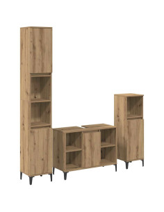 Set di mobili per il bagno con porta 3 pcs Rovere artigianale 2
