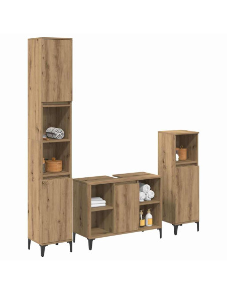 Set di mobili per il bagno con porta 3 pcs Rovere artigianale
