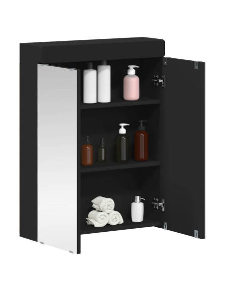Mobiletto per specchio da bagno TULUM Nero 60 x 16,5 x 78 cm