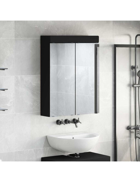 Mobiletto per specchio da bagno TULUM Nero 60 x 16,5 x 78 cm