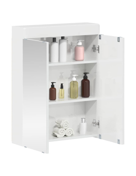 Mobiletto per specchio da bagno con porta TULUM Bianco Lucido