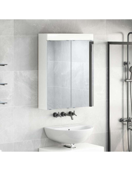 Mobiletto per specchio da bagno con porta TULUM Bianco Lucido