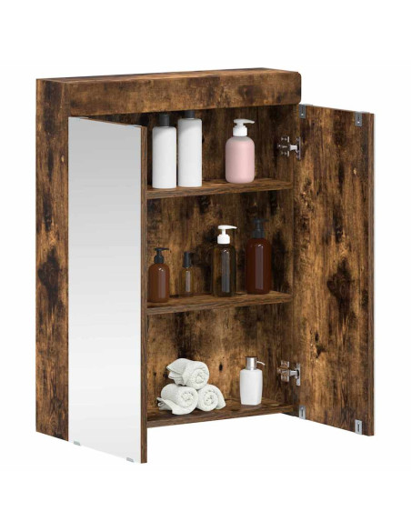 Mobiletto per specchio da bagno con porta TULUM Rovere fumé