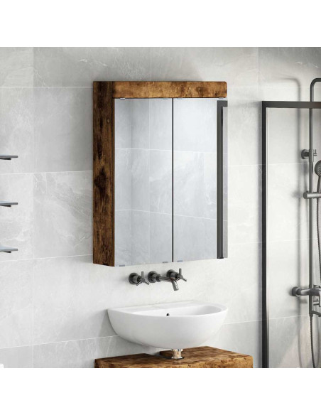 Mobiletto per specchio da bagno con porta TULUM Rovere fumé