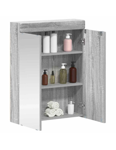 Mobiletto per specchio da bagno con porta TULUM Grigio Sonoma