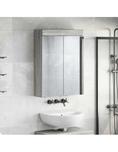 Mobiletto per specchio da bagno con porta TULUM Grigio Sonoma