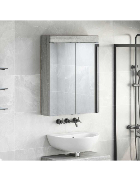 Mobiletto per specchio da bagno con porta TULUM Grigio Sonoma