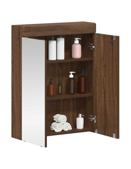 Mobiletto per specchio da bagno con porta TULUM Rovere Marrone