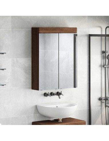 Mobiletto per specchio da bagno con porta TULUM Rovere Marrone