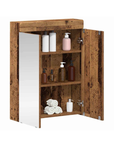 Mobiletto per specchio da bagno con porta TULUM Legno vecchio