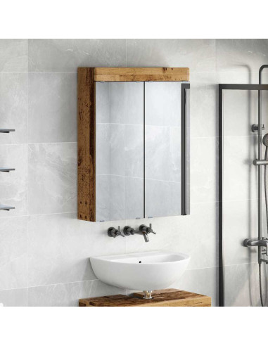 Mobiletto per specchio da bagno con porta TULUM Legno vecchio