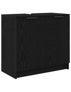 Mobile da Bagno con porta Rovere Nero 64,5 x 33,5 x 59 cm 2