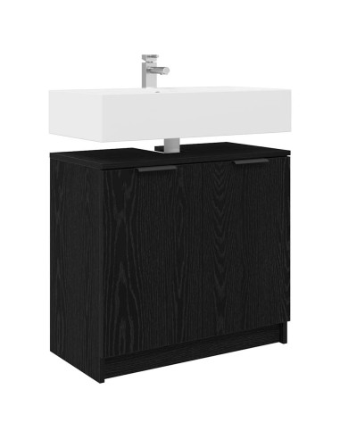 Mobile da Bagno con porta Rovere Nero 64,5 x 33,5 x 59 cm