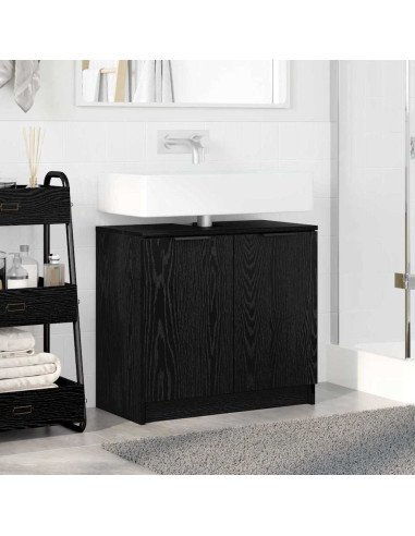 Mobile da Bagno con porta Rovere Nero 64,5 x 33,5 x 59 cm