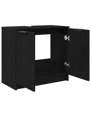 Mobile da Bagno con porta Rovere Nero 64,5 x 33,5 x 59 cm
