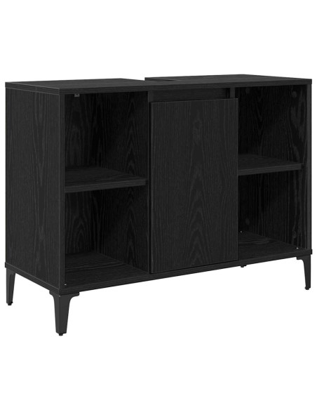 Armadio sottolavello con porta Rovere Nero 80 x 33 x 60 cm