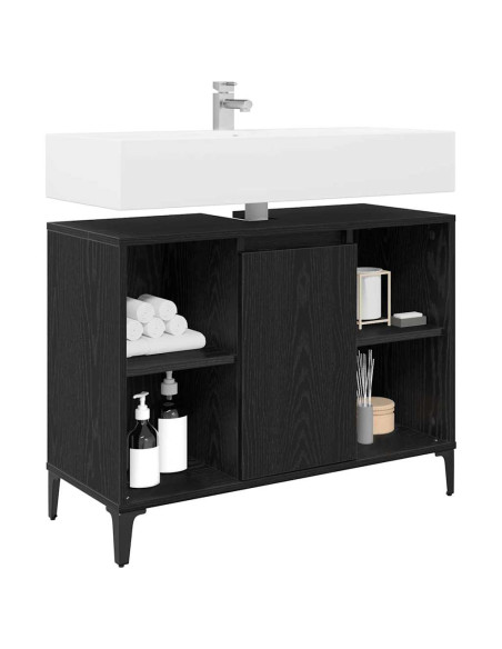 Armadio sottolavello con porta Rovere Nero 80 x 33 x 60 cm