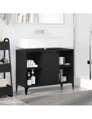 Armadio sottolavello con porta Rovere Nero 80 x 33 x 60 cm