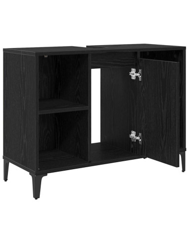 Armadio sottolavello con porta Rovere Nero 80 x 33 x 60 cm