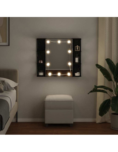 Mobiletto per specchio Rovere Nero 70 x 16,5 x 60 cm