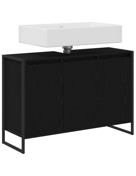 Mobile da Bagno Rovere Nero 90 x 30 x 60 cm Legno multistrato