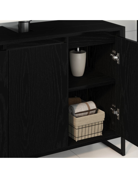 Mobile da Bagno Rovere Nero 90 x 30 x 60 cm Legno multistrato