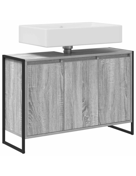 Mobile da Bagno Grigio Sonoma 90 x 30 x 60 cm Legno multistrato