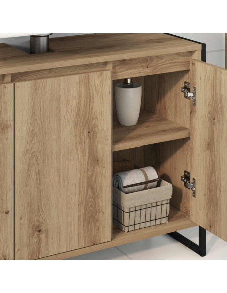 Mobile da Bagno con porta Rovere Artigianale 90 x 30 x 60 cm