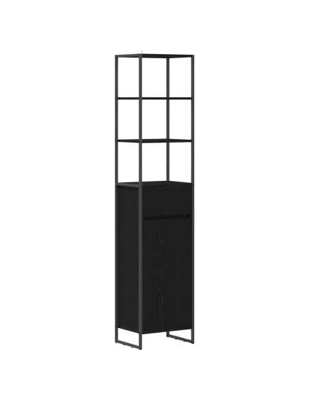 Mobile da Bagno Rovere Nero 40 x 30 x 180 cm Legno multistrato