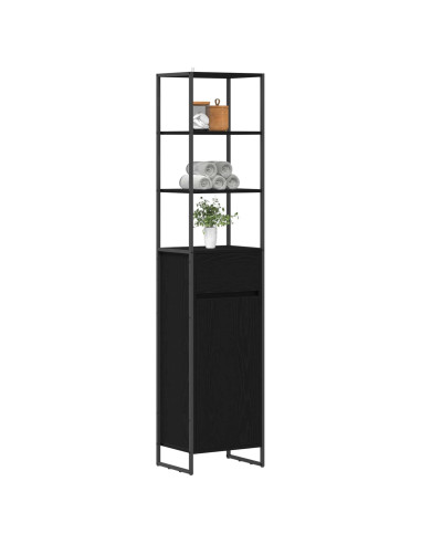 Mobile da Bagno Rovere Nero 40 x 30 x 180 cm Legno multistrato