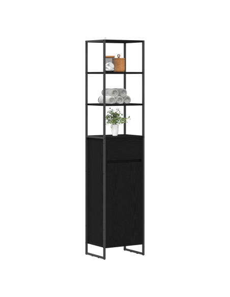 Mobile da Bagno Rovere Nero 40 x 30 x 180 cm Legno multistrato