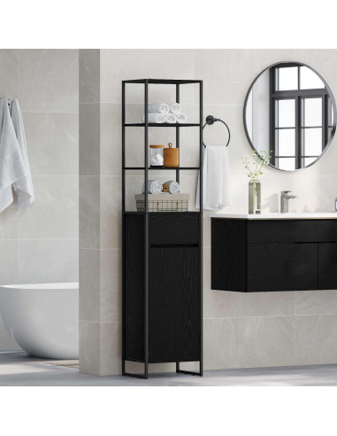 Mobile da Bagno Rovere Nero 40 x 30 x 180 cm Legno multistrato