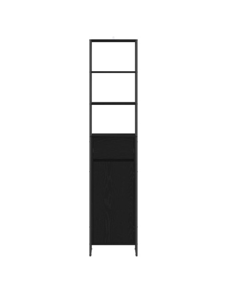 Mobile da Bagno Rovere Nero 40 x 30 x 180 cm Legno multistrato