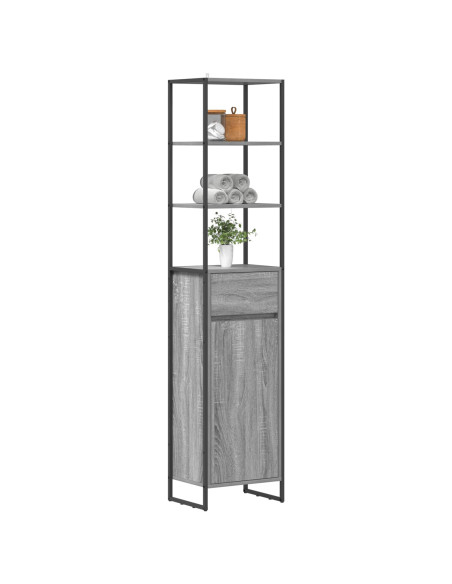 Mobile da Bagno con cassetto Grigio Sonoma 40 x 30 x 180 cm