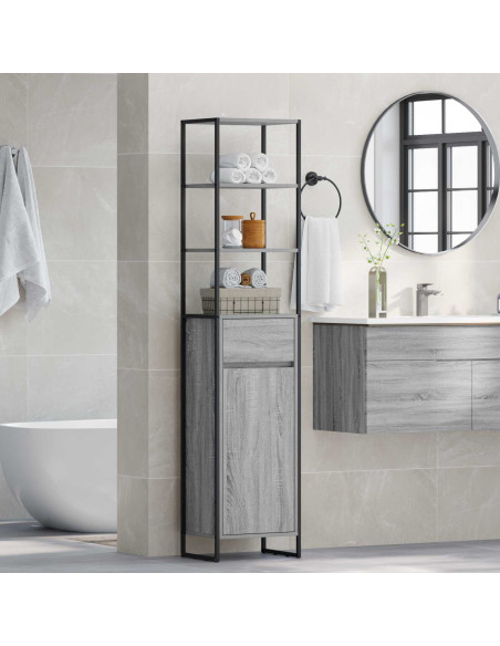 Mobile da Bagno con cassetto Grigio Sonoma 40 x 30 x 180 cm