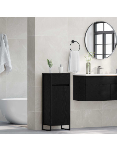 Mobile da Bagno Rovere Nero 40 x 30 x 100 cm Legno multistrato