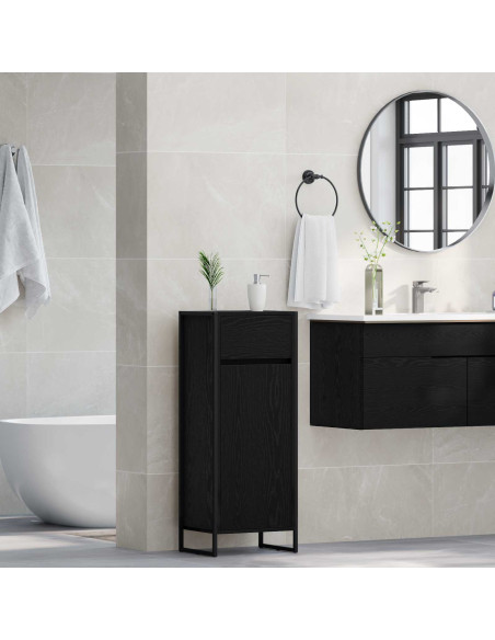 Mobile da Bagno Rovere Nero 40 x 30 x 100 cm Legno multistrato