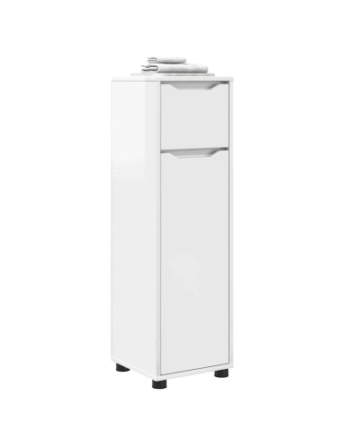 Mobile da Bagno con cassetto Bianco Lucido 30,5 x 30 x 101 cm