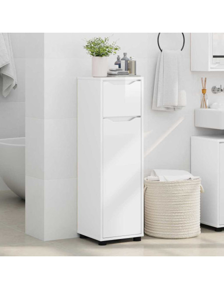 Mobile da Bagno con cassetto Bianco Lucido 30,5 x 30 x 101 cm