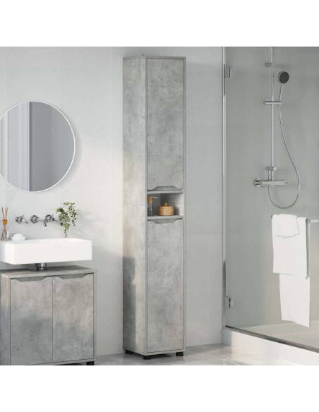 Mobile da Bagno con porta Grigio cemento 30,5 x 30 x 195 cm