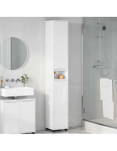 Mobile da Bagno con porta Bianco Lucido 30,5 x 30 x 195 cm